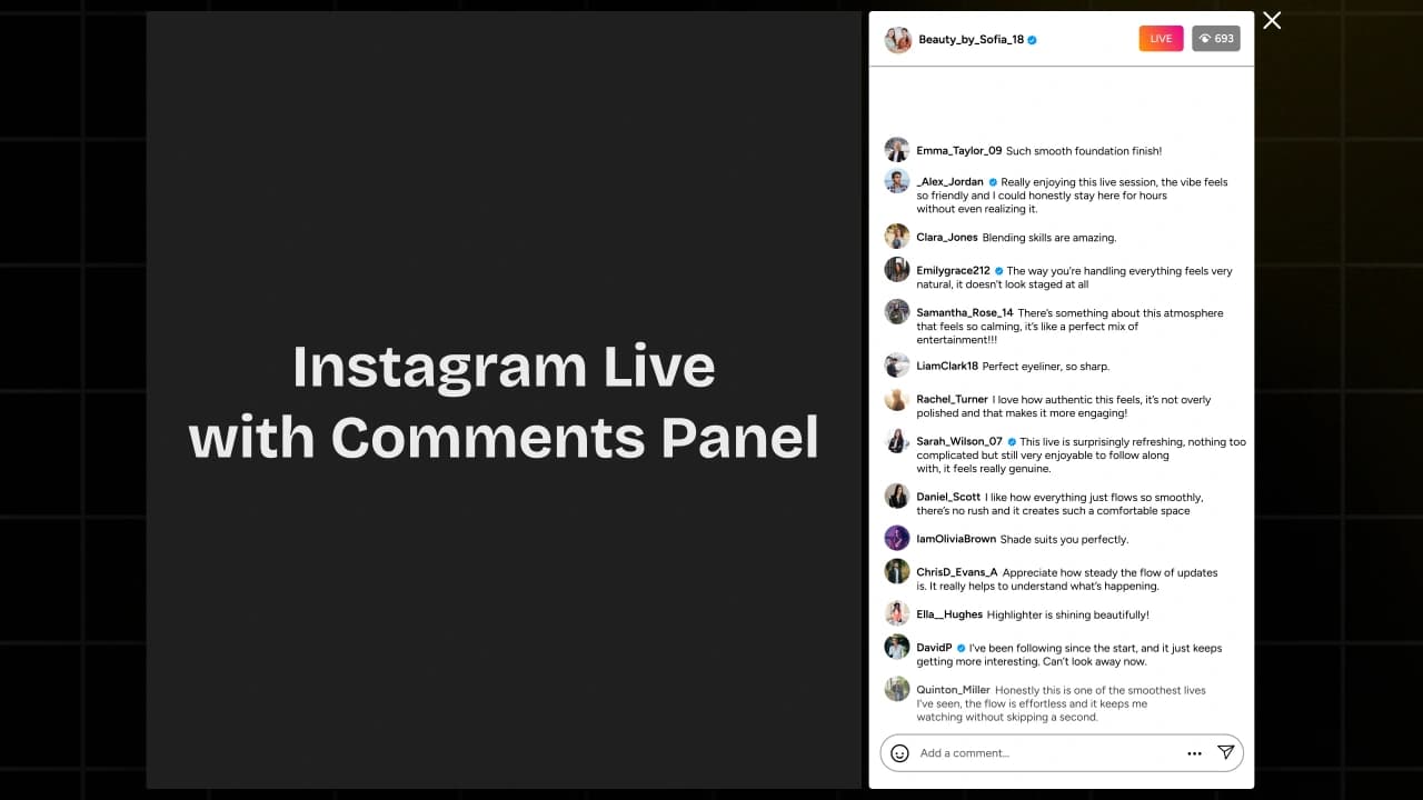 Instagram Live with Comments Panel