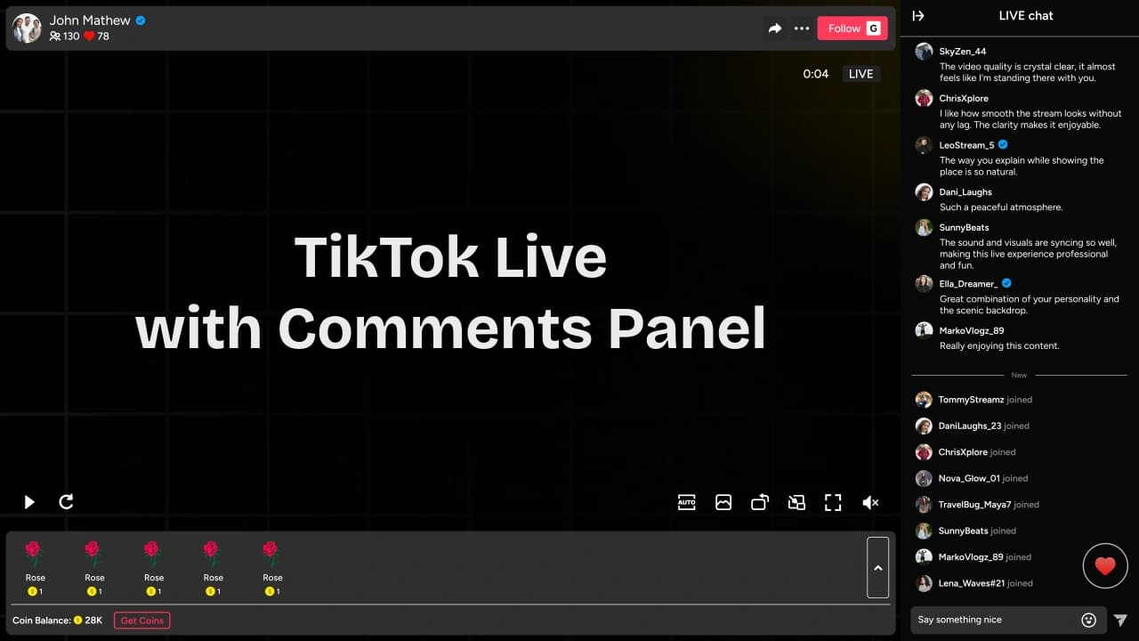 TikTok Live with Comments Panel